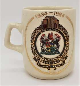 1984 SA Railway Police 50 year commemerative beer mug - as per photo