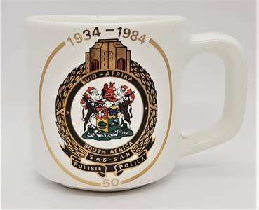 1984 SA Railway Police 50 year commemerative beer mug - as per photo
