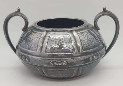 Pewter electro plated teapot, milkjug and sugar bowl made in Sheffield, England - as per photo