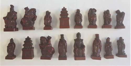 Vintage High Class Chinese Chess set with Faux Jade and Faux Ivory pieces - as per photo