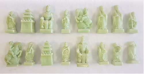 Vintage High Class Chinese Chess set with Faux Jade and Faux Ivory pieces - as per photo