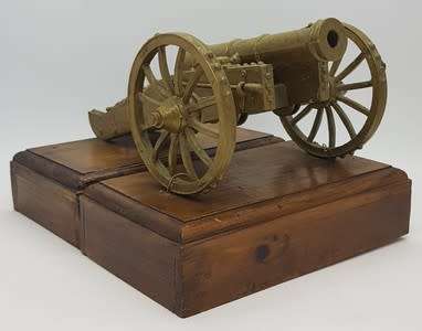 Plastic Model Canon on wooden stand - as per photo