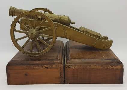 Plastic Model Canon on wooden stand - as per photo