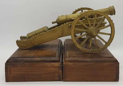 Plastic Model Canon on wooden stand - as per photo