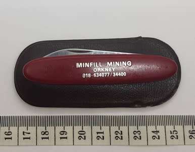 Victorinox pocket knife advertising for Minfill Mining Orkney - as per photo