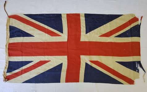WWII Union Jack Flag - Original Wood Botton 86x172cm as per photo