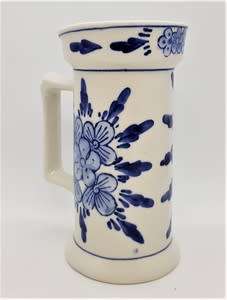 Vintage Delft Blue Beer Mug with hairline crack