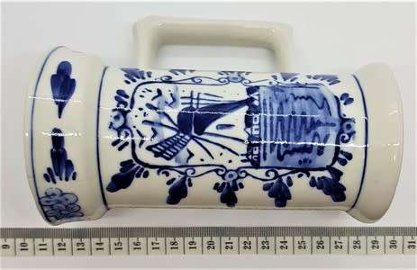 Vintage Delft Blue Beer Mug with hairline crack