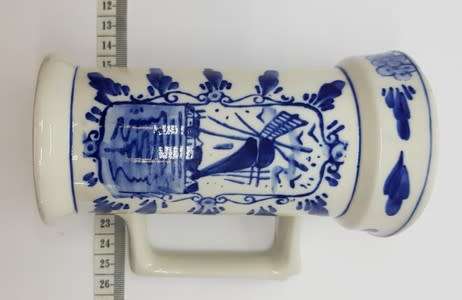 Vintage Delft Blue Beer Mug with hairline crack