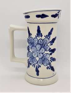 Vintage Delft Blue Beer Mug with hairline crack