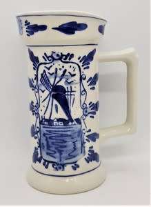 Vintage Delft Blue Beer Mug with hairline crack