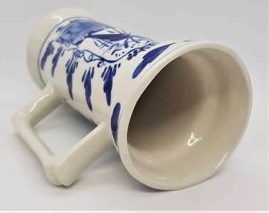 Vintage Delft Blue Beer Mug with hairline crack