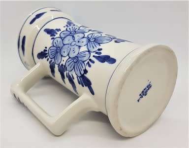 Vintage Delft Blue Beer Mug with hairline crack