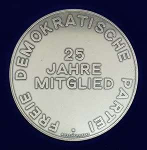 Theodor Heuss Medaille 1884 - 1963 Democratic Party 25 year medallion