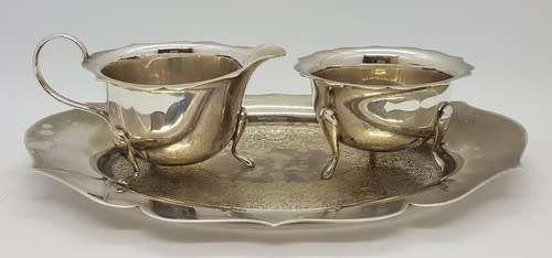 Barker Ellis Milkjug and Sugarbowl on Tray made in England - as per photo