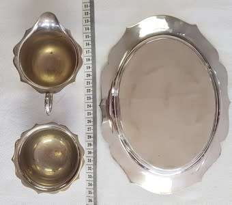 Barker Ellis Milkjug and Sugarbowl on Tray made in England - as per photo