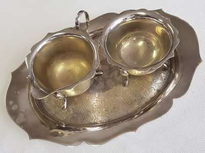 Barker Ellis Milkjug and Sugarbowl on Tray made in England - as per photo