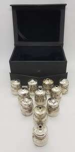 Lot of 11 Miniature EPNS Salt and Pepper Shakers - as per photo