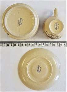 9 Piece Pottery Espresso Set made by Norbel Potteries, Salisbury Rhodesia - as per photo