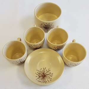 9 Piece Pottery Espresso Set made by Norbel Potteries, Salisbury Rhodesia - as per photo