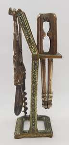 Mayflower Brass Bar Set incl: Corkscrew, Bottle Opener and Nutcracker on Stand as per photo