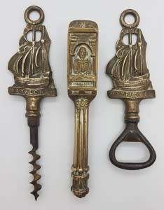 Mayflower Brass Bar Set incl: Corkscrew, Bottle Opener and Nutcracker on Stand as per photo