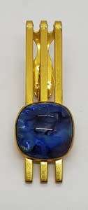 Men`s Gold Tone Tie Pin with Blue Stone - as per photo