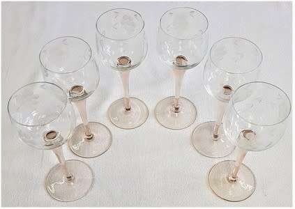 Lot of 6 Long Stemmed Wine Glasses 18 cm - as per photo