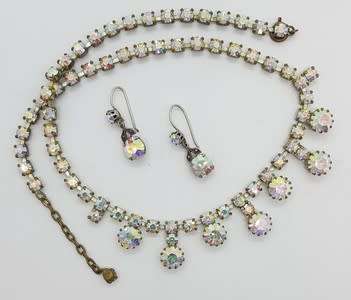 Vintage Costume Jewelry Necklace and Matching Earrings - as per photo
