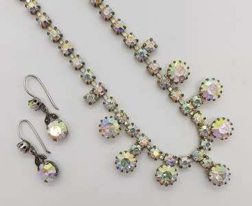 Vintage Costume Jewelry Necklace and Matching Earrings - as per photo
