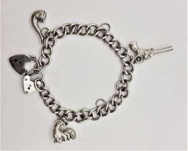 925 Sterling Silver Charm Bracelet weight 35,7g as per photo