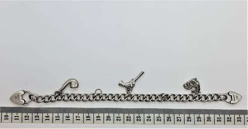 925 Sterling Silver Charm Bracelet weight 35,7g as per photo