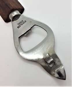 Vintage Stainless Steel Japanese Opener with Wooden Handle - as per photo