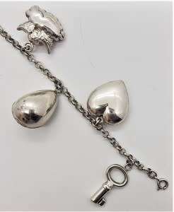 925 Sterling Silver Charm Bracelet  - 26.6g 19.5 cm - as per photo
