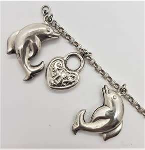 925 Sterling Silver Charm Bracelet  - 26.6g 19.5 cm - as per photo