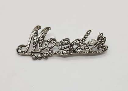 925 Sterling Silver Marcasite Moeder Brooch weight 3.9g as per photo