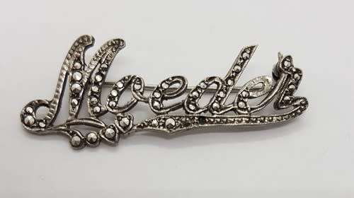 925 Sterling Silver Marcasite Moeder Brooch weight 3.9g as per photo