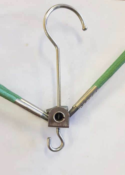 Set of 3 fold up hangers in leather travel bag - as per photo