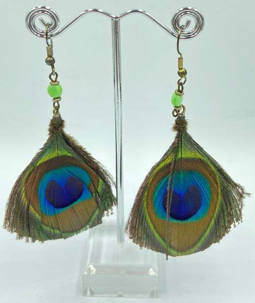 Peacock Feather Earrings as per photo