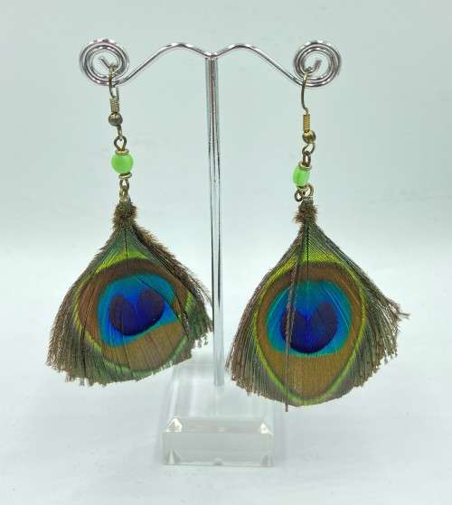 Peacock Feather Earrings as per photo