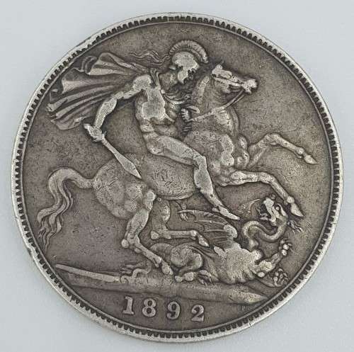 1892 Queen Victoria Sterling Silver Crown weight 28g diameter 38mm as per photo