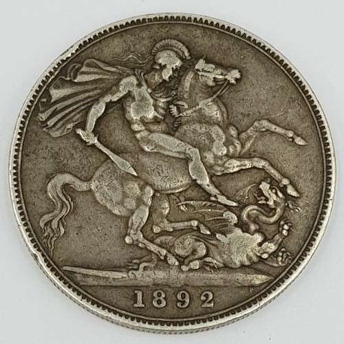 1892 Queen Victoria Sterling Silver Crown weight 28g diameter 38mm as per photo