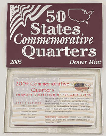 2005 USA 50 States Commemorative Quarters Denver Mint as per photo