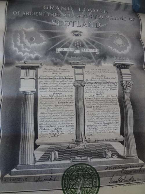 Grand Lodge Masons of Scotland certificate as per scan