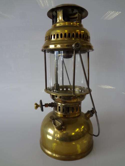 Large Petromax-type brass lamp as per photo