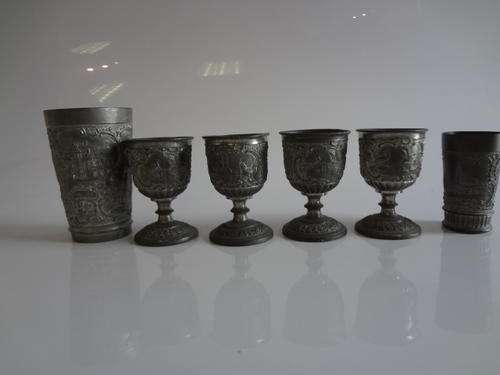 Pewter jug and glasses as per scan