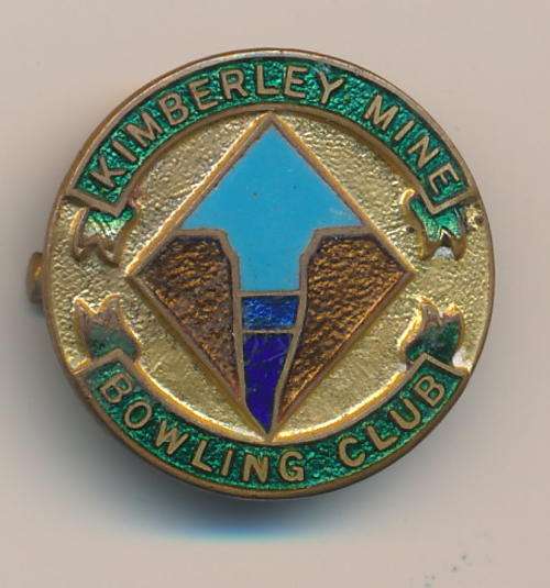 Kimberley mine bowling club badge as per scan
