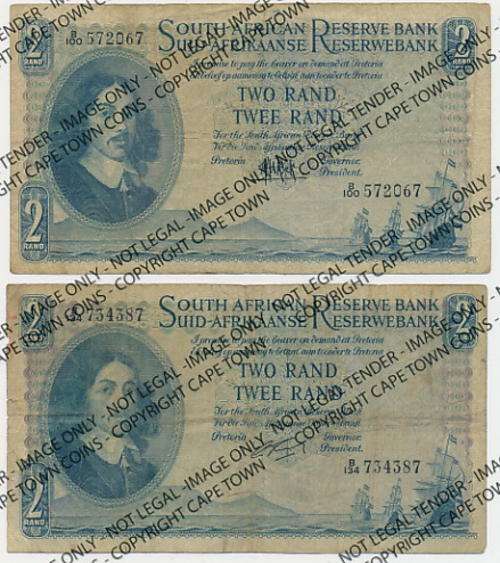 Pair of Rissik and de Kock R2 banknotes as per scan