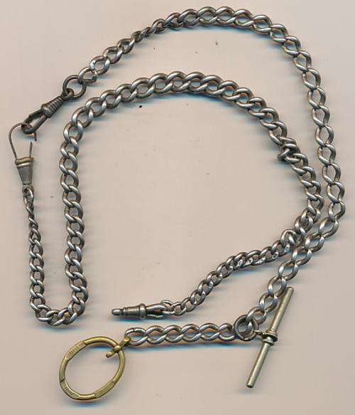 Silver fob chain hallmarked, 49.4g PRICE REDUCED