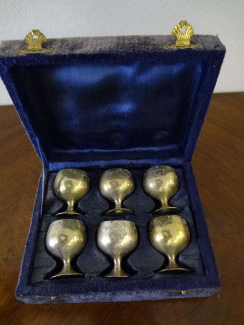 Lot of 6 silver plated goblets in box as per photo